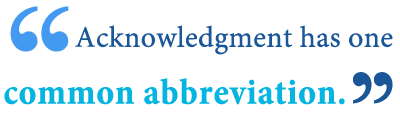 abbreviation of acknowledgment abbreviation