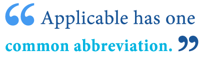 abbreviation of applicable abbreviation