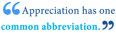abbreviation of appreciation abbreviation