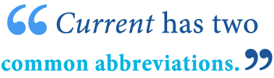 abbreviation of current abbreviation