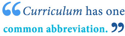abbreviation of curriculum abbreviation