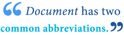 abbreviation of document abbreviation