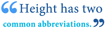 abbreviation of height abbreviation