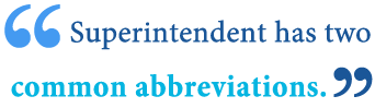 abbreviation of superintendent abbreviation