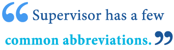 abbreviation of supervisor abbreviation