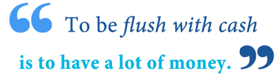 flushed with cash meaning –